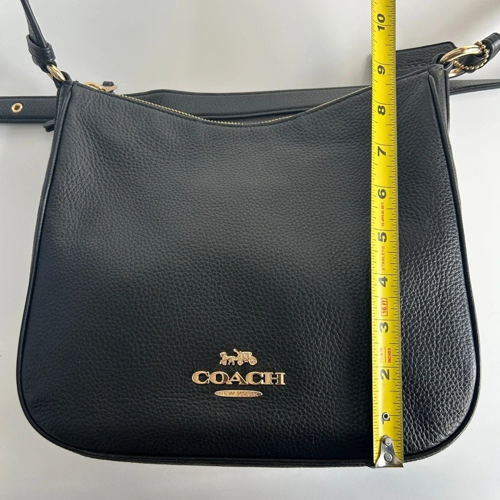 Coach Ellie File Bag Black Pebbled Leather Crossbody CU960 Excellent
